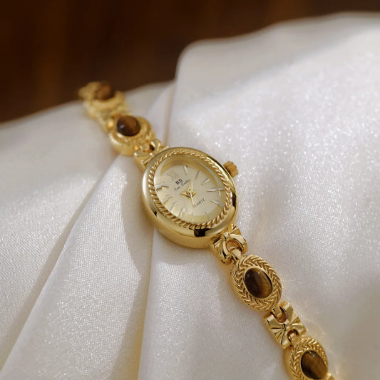 Oval Gold Women Watches Luxury Brand Dress Casual Quartz Small Dial Ladies Wrist Watches Rhinestone Gold Watches for Women 2025